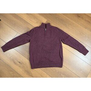 Sonoma Men's Burgundy Quarter Zip Sweater Size M
